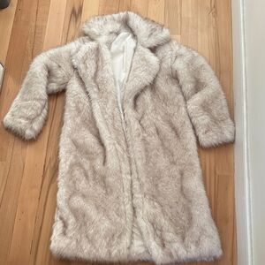 Faux Fur Coat in Cream